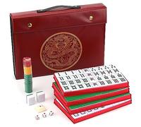 Mose Cafolo Chinese Mahjong Set X-Large 146 Numbered Melamine 1.5" Large Size Tile with Carrying Travel Case, English Manual, Pro Complete Mahjongg Game Set (Majiang, Mah Jongg)