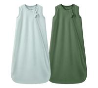 Mosebears 0.5 Tog Baby Sleeping Bag - Cotton Summer Sleep Sack for Newborns, Boys & Girls(Dark Green&Sage,S(0-6 Months))