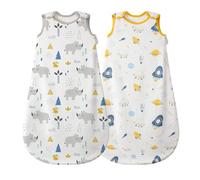 Mosebears Baby Sleeping Bag Summer 2 pack Cute Animal Cartoon Washable Blanket 0.5 tog for Girls and Boys Portable Blanket Sleeveless Sleeping Bag (RhinoShip, M (6-12 Months))