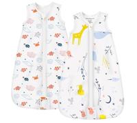 Mosebears Baby Summer Sleeping Bag 0.5 Tog Cotton Baby Sleeping Sack Breathable Wearable Blanket (Pack of 2, L)
