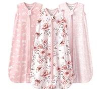 Mosebears Sleeping Bag Baby Summer Sleeping Bag 0.5 Tog 100% Cotton Breathable Baby Sleeping Sack (3 Pack Pink, M)