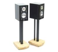 MOSECO 5 Black and Natural Bamboo Speaker Stands