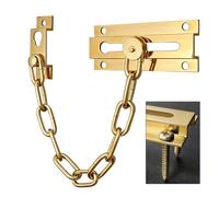 MOSECYOU Door Chain Lock Solid Brass, Heavy Duty Version Chain Guard | Secondary/Extra Door Lock, Solid Brass Base Plate with Hardened Steel Chain, with Long & Short Screws