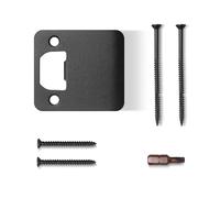 MOSECYOU Extended Strike Plate 2-1/2" x 2-1/4", Heavy Duty Version, Extra Wide Lip Door Latch Striker with Reinforced Torx/Star Screws & Bit, Extender Strike Restorer Kit (Matte Black, 1 Pack)