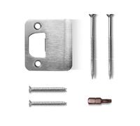 MOSECYOU Extended Strike Plate 2" x 2-1/4", Heavy Duty Version, with Torx/Star Screws & Bit, Door Latch Security Striker Extender, Door Reinforcement Kit(Brushed Nickel, 1 Pack)
