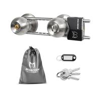 MOSECYOU French Door Lock, Double Door Security Barricade, Keyed Extra Door Lock for Doors with Double Handles/Knobs/Levers, All Metal Construction Device U-Shaped Bar Prevent Kick Ins