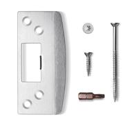 MOSECYOU Oversized Door Strike Plate, Heavy Duty Version, Reinforced Enlarged Striker Plate with Large Hole, Fix Door Won't Latch in, Extended to Cover Worn Slot (Satin Nickel, 1 Pack)