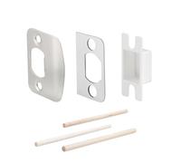 MOSECYOU Standard Door Lock Strike Plate with Spacer Shim, Door Latch Restorer, Universal Security Striker, Repair Kits to Fix Door Won’t Latch in (Satin Nickel)