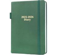 Moseem Academic Diary 2025-2026 - A5 Page A Day Diary 2025/26 Diary,Planner 2025-2026, from August 2025 to July 2026,Hard Cover,2 Bookmark,Elastic Pen Holder,Back Pocket,21 x 14.5 x 2.6 cm,Green