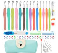 Moseem Crochet Hooks Set 54 Pack,14 Pcs Colorful Ergonomic Comfort Rubber Soft Grip Crochet Needles, Crochet Hook for Beginners Adults,Sister Gift, Knitting Tools with Portable Case,Size 2mm to 10mm