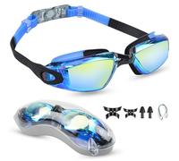Moseem Swimming Goggles, Swim Goggles for Adult Men Women & 6+ Age Kids Anti Fog Swimming Goggles with UV Protection, Clear Vision, No Leaking & Adjustable Silicone Strap,Blue
