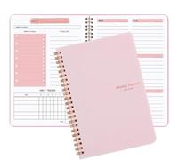 Moseem Weekly Planner Notebook, Undated A5 Daily To Do List Diary,Weekly Goals Planner with Habit Tracker 52 Weeks Planning for College Work Adhd Planner(Pink)
