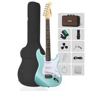 MOSEN 39in Full Size Beginner Electric Guitar Starter Kit, Beginner Starter, with Amplifier, SSS Pickups, Gig Bag, Pick, Tunner, Capo, Cable, Tremolo Bar, Wiping cloth - Blue