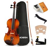 MOSEN 4/4 Full Size Solid Wood Violin for Adults, Violin Set for Beginners with Hard Case, Rosin, Shoulder Rest, Bow, Handmade Spruce Top & Maple Back/Side, MS-836M