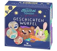 moses. 38177 Story Cube Cuddly Heroes, 9 Cute Narrative Dice for Children, Creative Dice Game for Goodnight Stories with Extra Large Wooden Dice, Children's Game for 1-6 Players from 4 Years