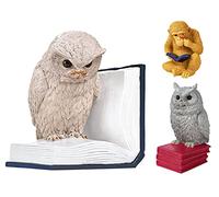 moses. B-Uhu-ch Bookend Decorative Object for Bookcase, 3D Owl as Stopper for Favourite Books, 83357, Large, Greige, Blue, White