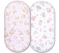 Moses Basket Fitted Sheets - 100% Cotton, Soft & Breathable Baby Bedding Set - 2-Pack Snug Fit Bassinet Sheets for Moses Baskets & Prams - (81x41cm, SET6-2pcs (a))