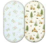 Moses Basket Fitted Sheets - 100% Pure Cotton, Soft & Breathable Baby Bedding Set - 2-Pack Snug Fit Bassinet Sheets for Moses Baskets & Prams - (81x41cm, SET3-2pcs (b))