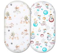 Moses Basket Fitted Sheets - 100% Pure Cotton, Soft & Breathable Baby Bedding Set - 2-Pack Snug Fit Bassinet Sheets for Moses Baskets & Prams - (81x41cm, SET4-2pcs (a))