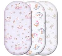 Moses Basket Fitted Sheets - 100% Pure Cotton, Soft & Breathable Baby Bedding Set - 3-Pack Snug Fit Bassinet Sheets for Moses Baskets & Prams - (84x41cm, SET5-3pcs)