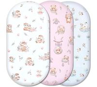 Moses Basket Fitted Sheets - 100% Pure Cotton, Soft & Breathable Baby Bedding Set - 3-Pack Snug Fit Bassinet Sheets for Moses Baskets & Prams - (84x41cm, SET8-3pcs)