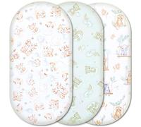 Moses Basket Fitted Sheets - 100% Pure Cotton, Soft & Breathable Baby Bedding Set - 3-Pack Snug Fit Bassinet Sheets for Moses Baskets & Prams - (84x41cm, SET3-3pcs)