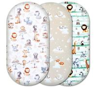 Moses Basket Fitted Sheets - 100% Pure Cotton, Soft & Breathable Baby Bedding Set - 3-Pack Snug Fit Bassinet Sheets for Moses Baskets & Prams - (84x41cm, SET1-3pcs)