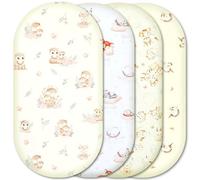 Moses Basket Fitted Sheets - 100% Pure Cotton, Soft & Breathable Baby Bedding Set - 4-Pack Snug Fit Bassinet Sheets for Moses Baskets & Prams - (81x41cm, SET7-4pcs)