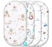 Moses Basket Fitted Sheets - 100% Pure Cotton, Soft & Breathable Baby Bedding Set - 4-Pack Snug Fit Bassinet Sheets for Moses Baskets & Prams - (81x41cm, SET4-4pcs)