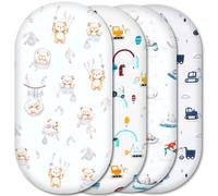 Moses Basket Fitted Sheets - 100% Pure Cotton, Soft & Breathable Baby Bedding Set - 4-Pack Snug Fit Bassinet Sheets for Moses Baskets & Prams - (81x41cm, SET2-4pcs)