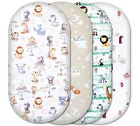 Moses Basket Fitted Sheets - 100% Pure Cotton, Soft & Breathable Baby Bedding Set - 4-Pack Snug Fit Bassinet Sheets for Moses Baskets & Prams - (81x41cm, SET1-4pcs)