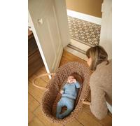 Moses Basket in Woven Natural Fibres for Babies, ENVIE DE FRAISE beige