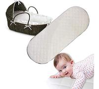 Moses Basket Mattress Oval Shaped Hypoallergenic Bassinet Baskets Baby Foam Mattress Fits Mamas and Papas Mothercare Crib Cot Bed Pram Mattresses Quilted Washable Mattress Cover (66 x 28 x 4)