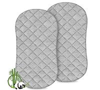 Moses Basket Mattress Protector Waterproof 2 Pack, Fits For Kinderkraft Baby Crib LOVI and Moses Basket Mattress approx 78x43cm, Ultra Soft Viscose Terry Surface, Breathable, Grey