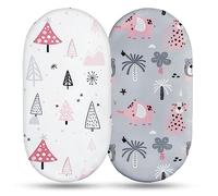 Moses Basket Sheets, Cozy and Lightweight Oeko-tex100 Baby Bassinet Sheets for Boy and Girl, Crib Fitted Sheets Fit for Oval, Hourglass & Rectangle Bassinet 2Pack Leopard