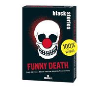 moses. Black Stories Funny Death - 50 Puzzles with Real Cases Around Absurd Types of Death, Crime Card Game with Game Variant and Score Chips, Puzzle Game for Teenagers and Adults