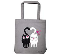 Moses Ed, the Cat Shopper Ed in Love, 100% Cotton Tote Bag, Gray, 39 x 42 cm