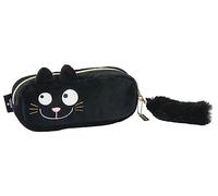 moses. Ed The Cat Black Polyester Pencil Case with Zip and Carabiner on Removable Key Ring