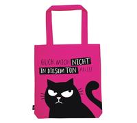 moses Ed, the Cat Cotton Shopper Fabric Bag 100% Cotton with Cat Motif, Shopper with Stand for Shopping, Office or University, 39 x 42 cm, pink, 39 cm x 42 cm, Do not look at