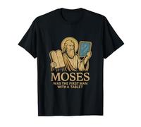 Moses First Man with a Tablet Bible Tech Graphic T-Shirt