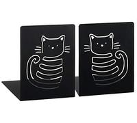 Moses libri_x Bookend Set Meow | Set of 2 Metal Book Stands | Two Black Metal Bookends in a Set | With Beautifully Cut Out Cats