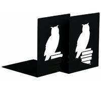 Moses libri Reading, Set of 2 Book Stands, Two Black Metal Bookends in a Set with Beautifully Cut-Out Owls, in a Gift Box, 16 cm x 16 cm x 12,5 cm