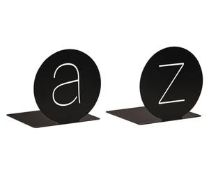 moses. libri_x Bookends in Round A&Z Design, Set of 2, Decorative Metal Book Stands, Black with Modern Cut-Out Look