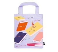 moses. libri_x Books & Vacation Book Bag - Fabric Book Bag Gift Wrapping 100% Cotton Reusable Eco Friendly Book Cover in Light Blue with Summer Book Motif