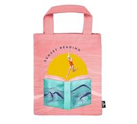 moses. libri_x Sunset Reading Book Bag - Fabric Book Bag Gift Packaging 100% Cotton Reusable Eco Friendly Book Cover in Rose with Summer Book Motif