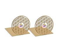 moses. Omm for You Bookends Crystal - Decorative Metal Book Stand Set with Sun Crystal and Flower of Life Yoga Decoration Set of 2