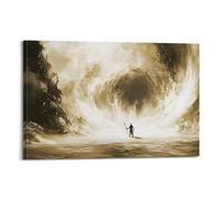 Moses Parting The Red Sea Landscape Wall Art Print, Old Testament Exodus Biblical Scene Hanging Paintings Poster Inspirational Christian Bible Verse Wall Decor for Religious Home Interior 16x24inch(4