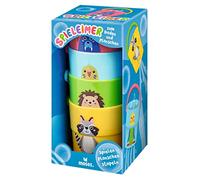 moses. Play Bucket Stacking Set for Bathing and Splashing, Bath Toy, 4 Colourful Buckets with Handles and Hole Pattern, Mini Bucket for Playing in Water and Sand, (38151)