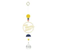 moses. Smile Happy Place Sun Catcher, Hanging Window Decoration, Crystal Glass Wind Chime with Gold Accents and Coloured Wooden Elements, Window Light Feature