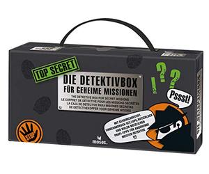 moses Top Secret Detective Box, 12 in 1 Detective Case, Equipment for Secret Agents, Black